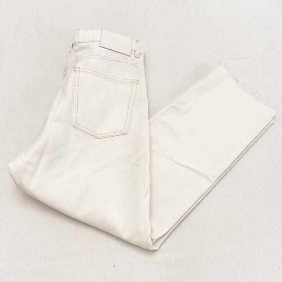 Zara Hi-Rise Cropped Straight Denim Jeans Off White Cream Size 42 US 10 - Picture 9 of 9